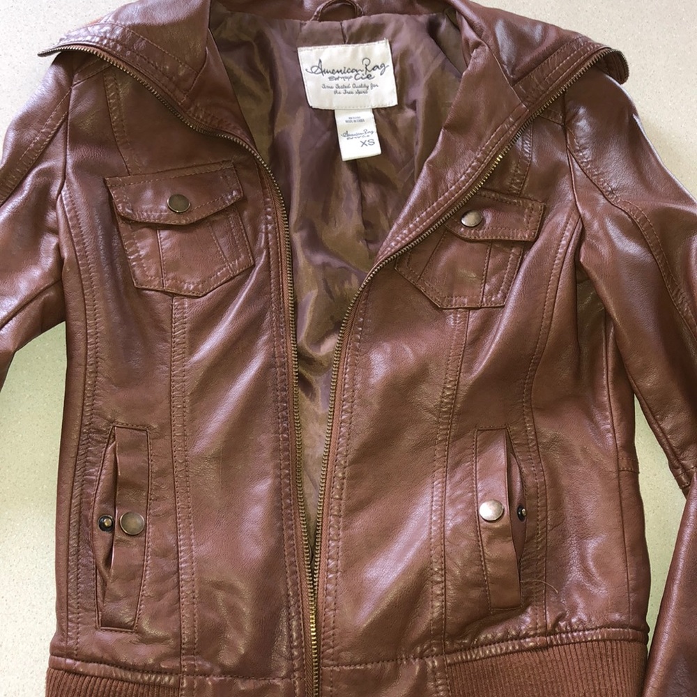 American rag brown leather jacket
